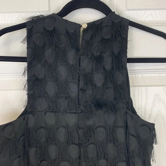 NWT By Anthropologie black Roxie polka dot textured fringe sleeveless dress sz 6 - Picture 9 of 11